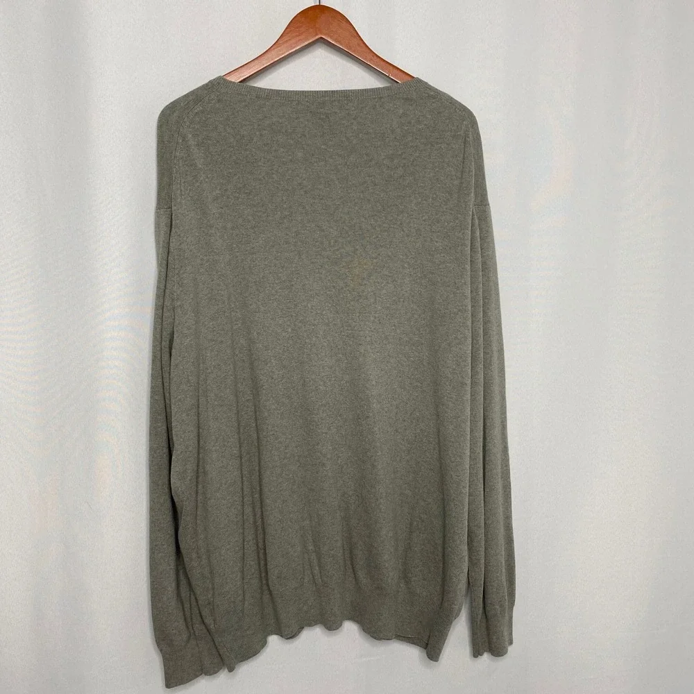 Polo Ralph Lauren Mens 2XLT Tall‎ Pima Cotton V-Neck Sweater Heather Green Grey